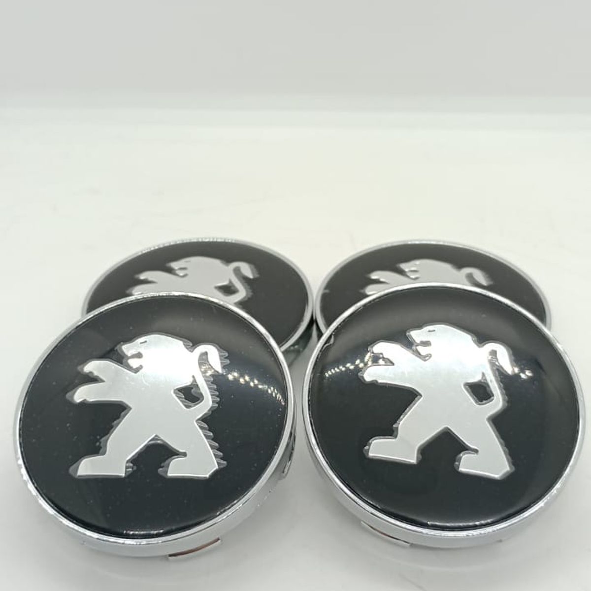 GENERICO - X4 Tapas centro de llantas de auto tunning PEUGEOT NEGRO 60MM