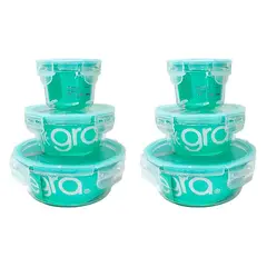 ALLEGRA - 2 packs de 3 herméticos vidrio para colación completa