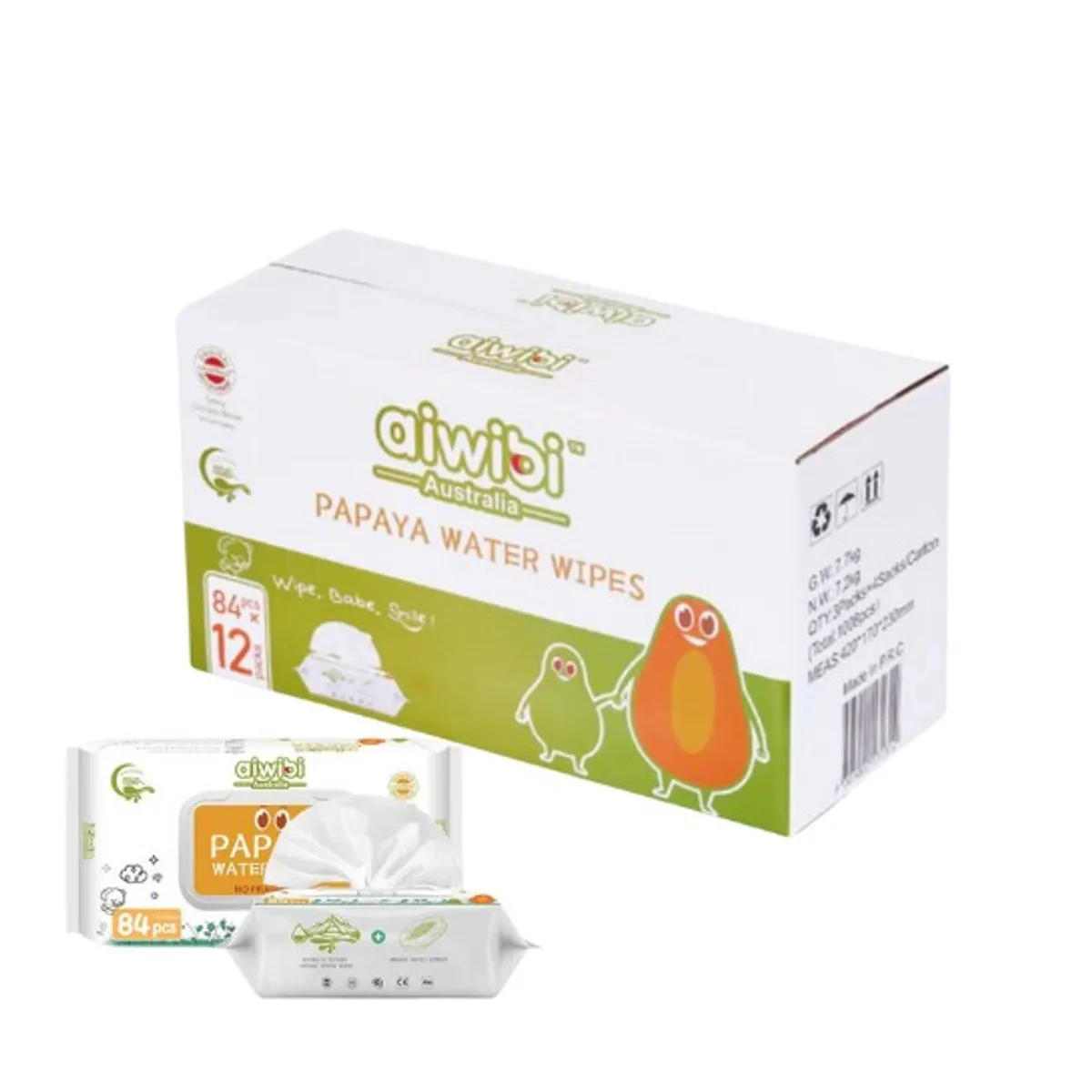 GENERICO - Toallas Húmedas Aiwibi Papaya Caja X 12 Paquete