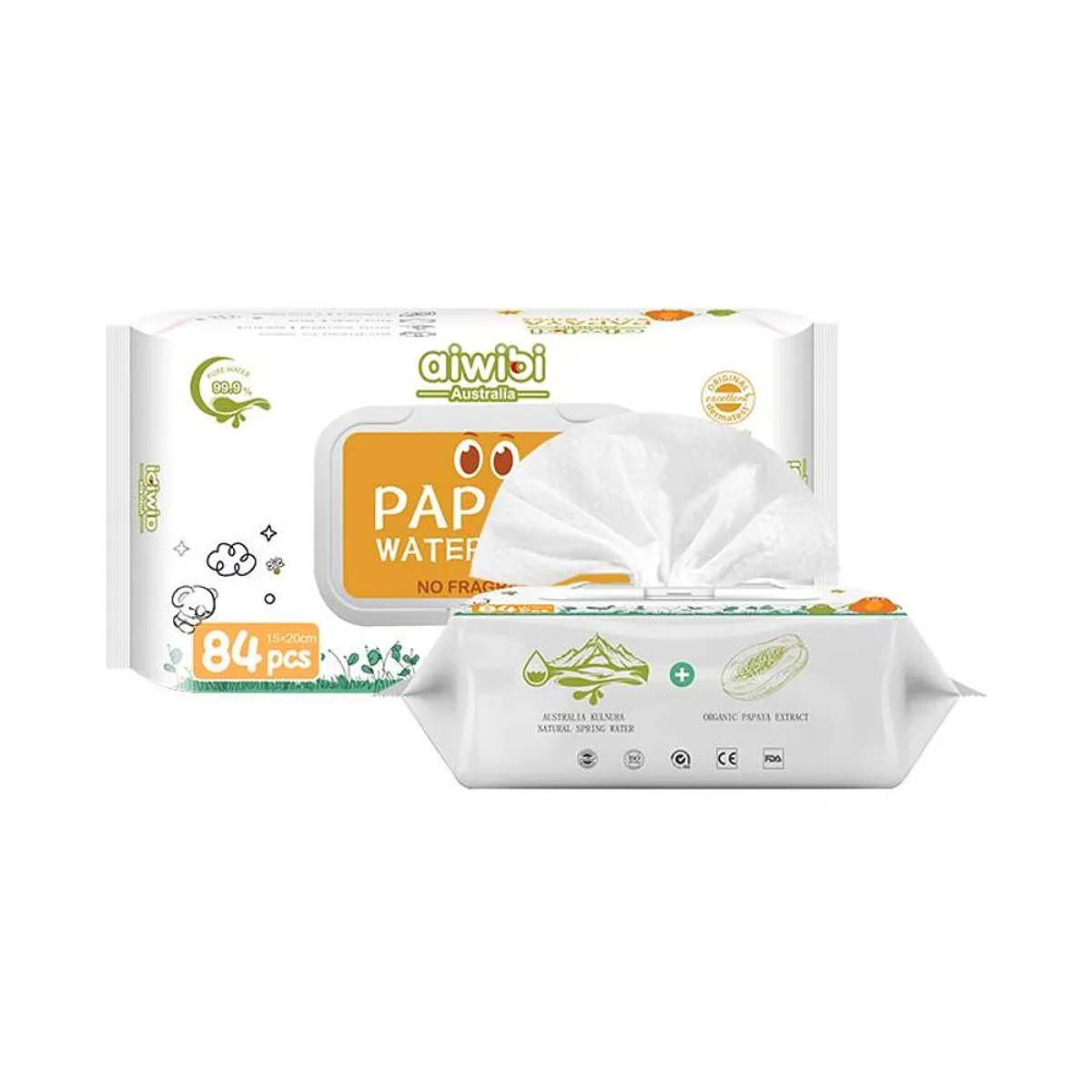 GENERICO - Toallas Húmedas Aiwibi Papaya Caja X 12 Paquete