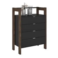Mueble Cajonera 4 cajones Negro /Nogal