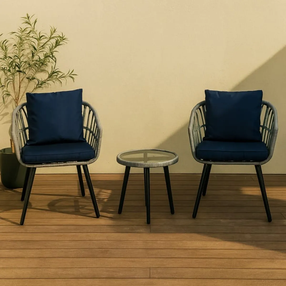 SPACE HOME - Juego de Terraza Blue Falcon con Almohadon y Mesa