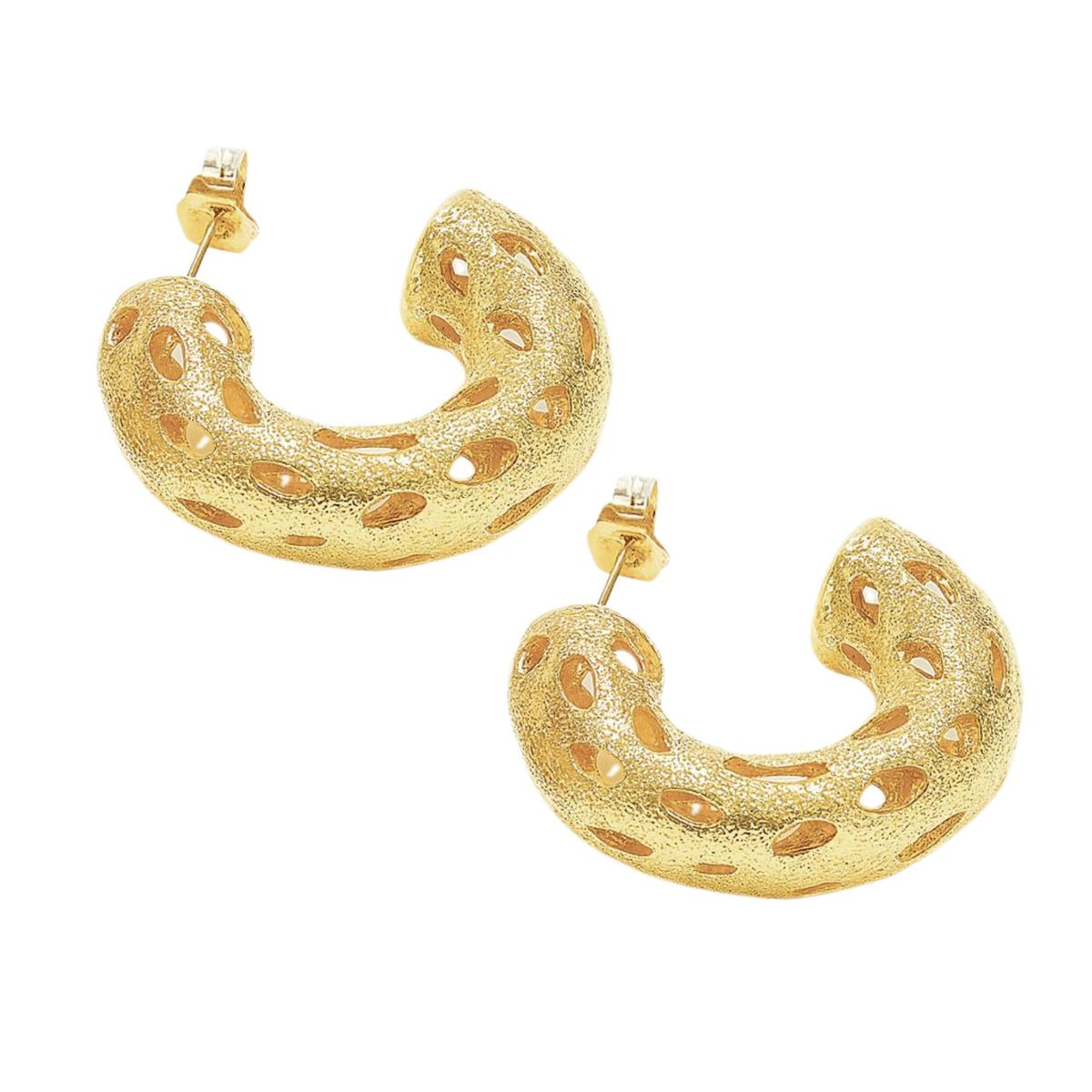 JOYAS LANDEROS - Aro Argolla Calada 30mm Vaciada Enchapado en oro de 18k