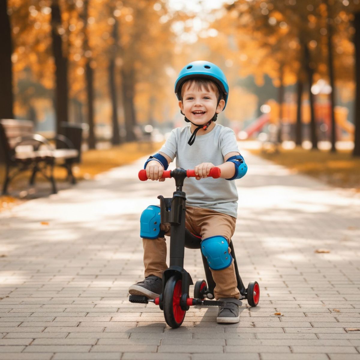 BABYLUNA - Scooter Monopatín Andador Triciclo 4 en 1 Infantil Rojo