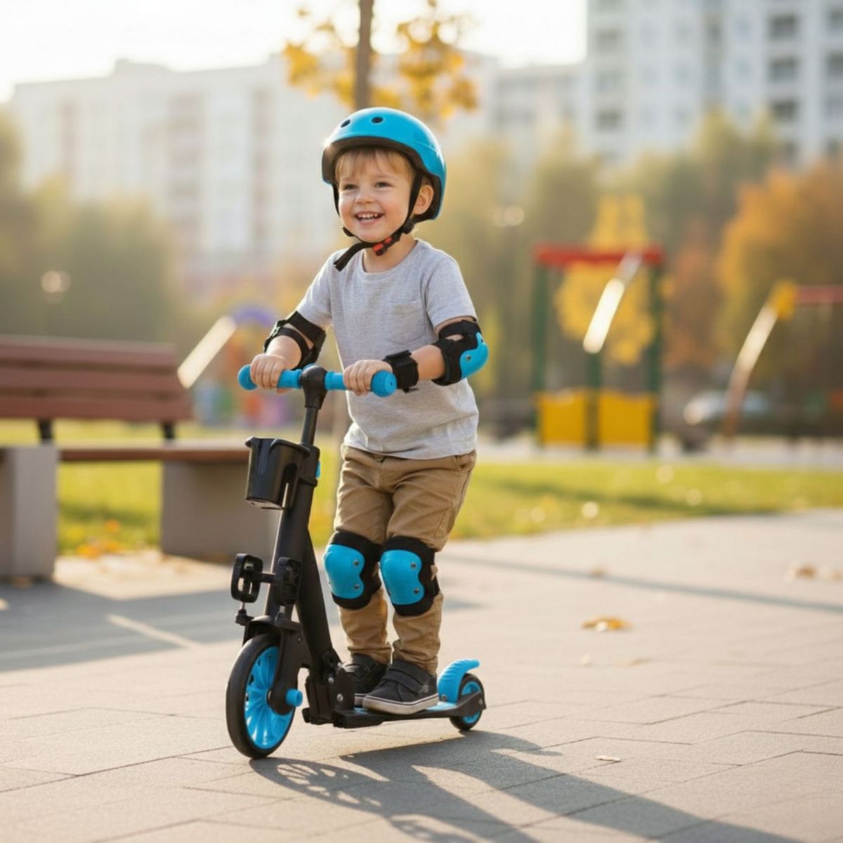 BABYLUNA - Scooter Monopatín Andador Triciclo 4 en 1 Infantil Verde
