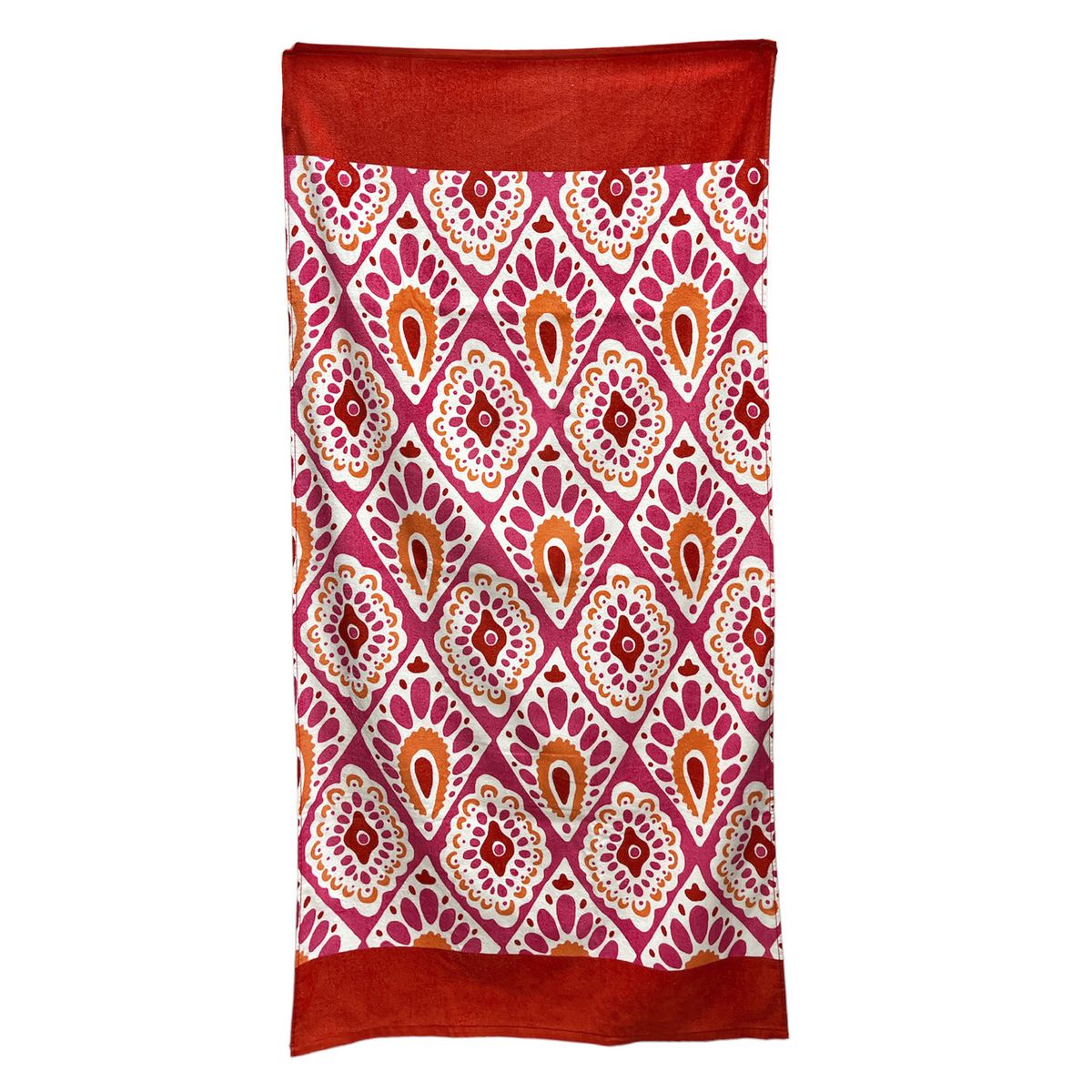 ZAHR - Toalla De Playa Velour Rombo Rojo