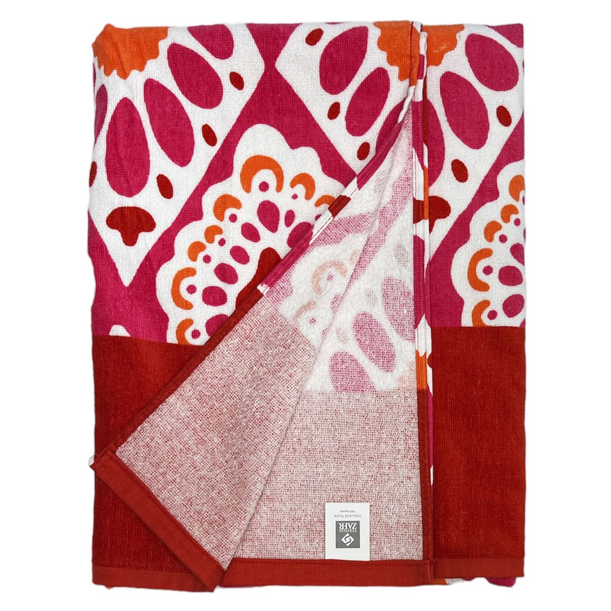 ZAHR - Toalla De Playa Velour Rombo Rojo