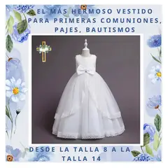 ALMA & DECO - Vestido Bautizo Paje Boda Primera Comunión Mod Carlota Blanco