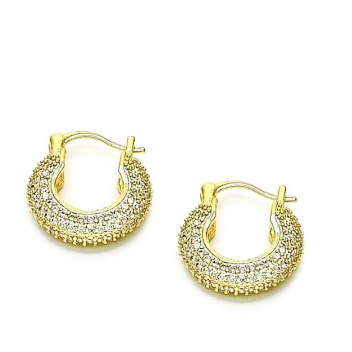 JOYAS LANDEROS - Aro argolla 19 mm con circones Enchapado en oro de 18k