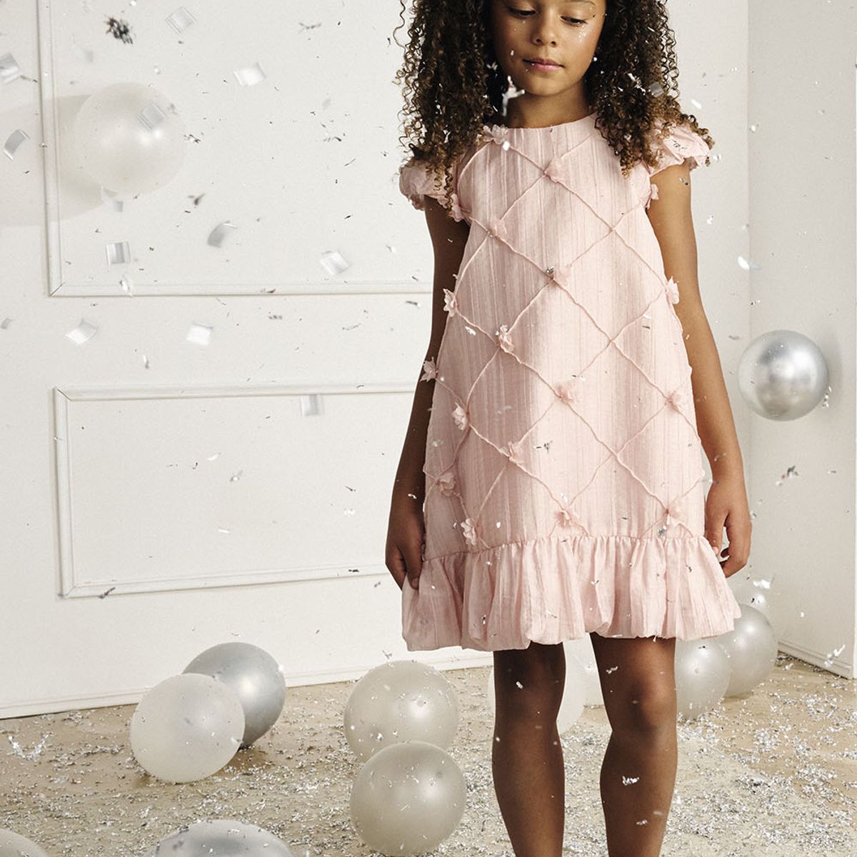 COLLOKY - Vestido de Niña Rosado con Flores