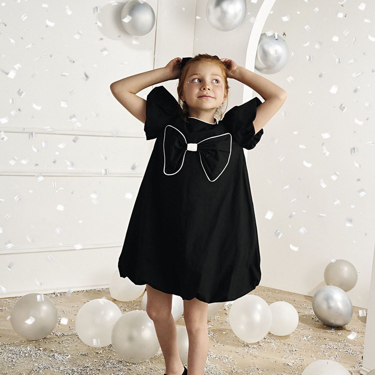 COLLOKY - Vestido de Niña Negro con Cinta