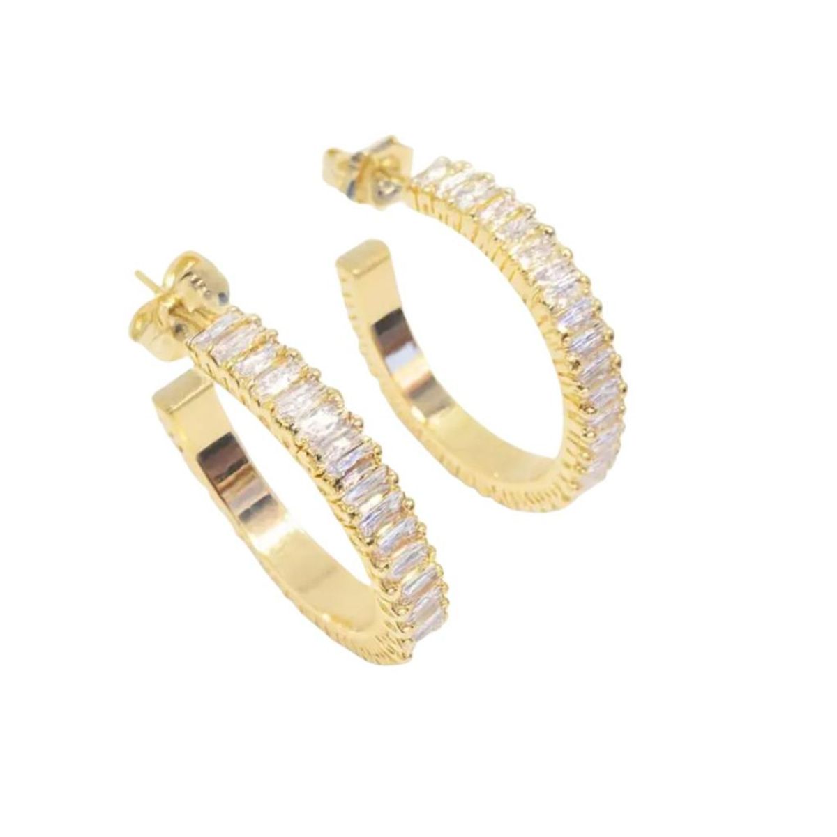 JOYAS LANDEROS - Aro argolla 23mm con circones Enchapado en oro de 18k