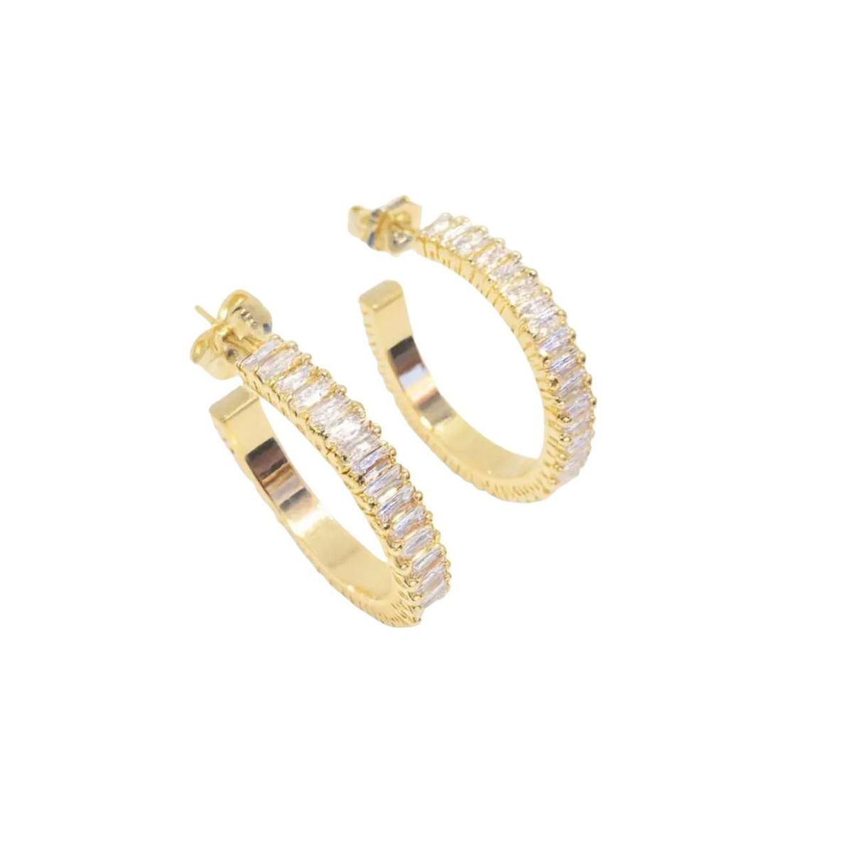 JOYAS LANDEROS - Aro argolla 23mm con circones Enchapado en oro de 18k