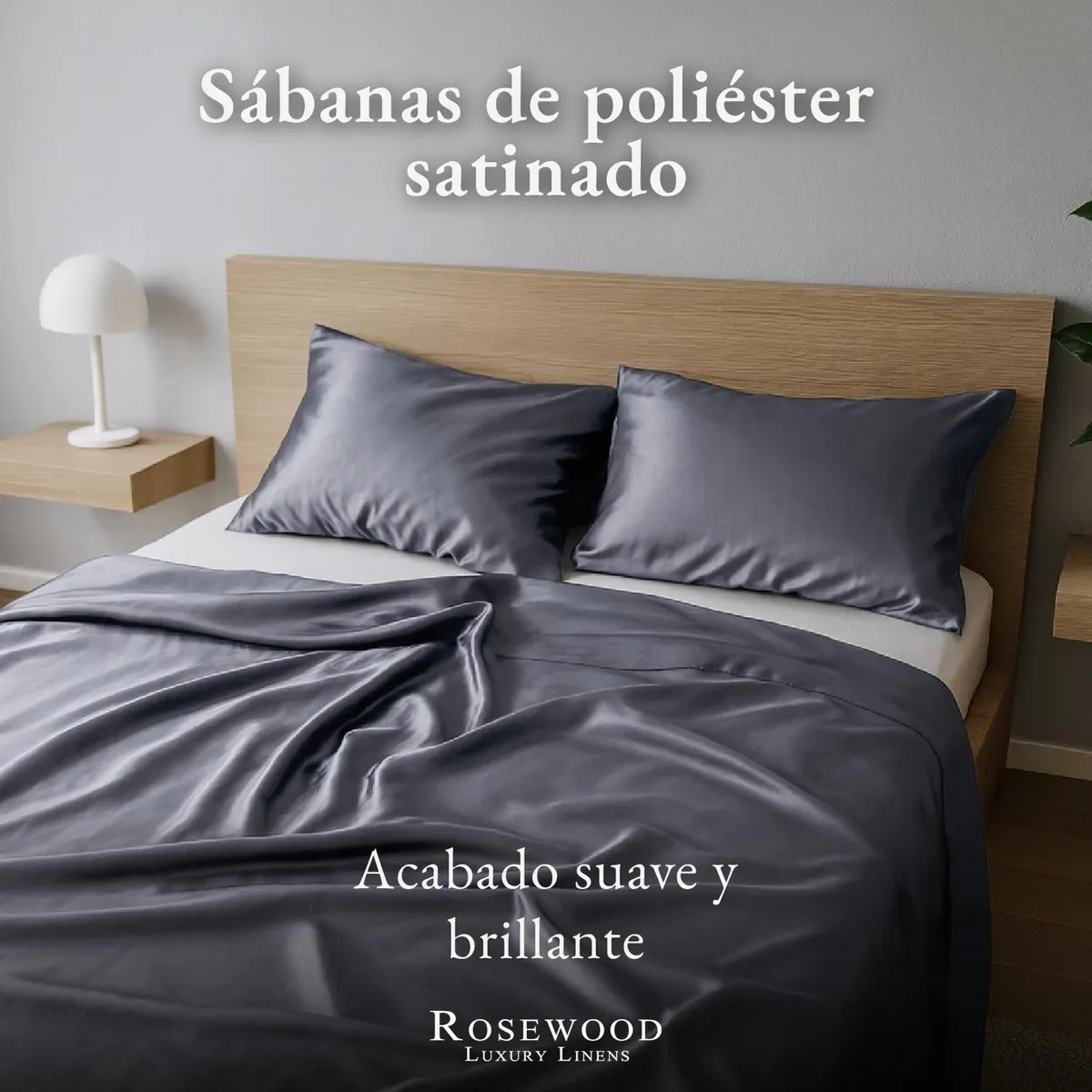 ROSEWOOD - Sabanas Satin Ultra Suaves Juego Completo Rosewood - Gris - Super King
