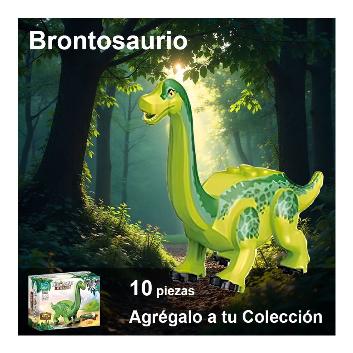 GENERICO - Dinosaurio del Jurásico con Bloques Construcción - Brontosaurio 10 piezas