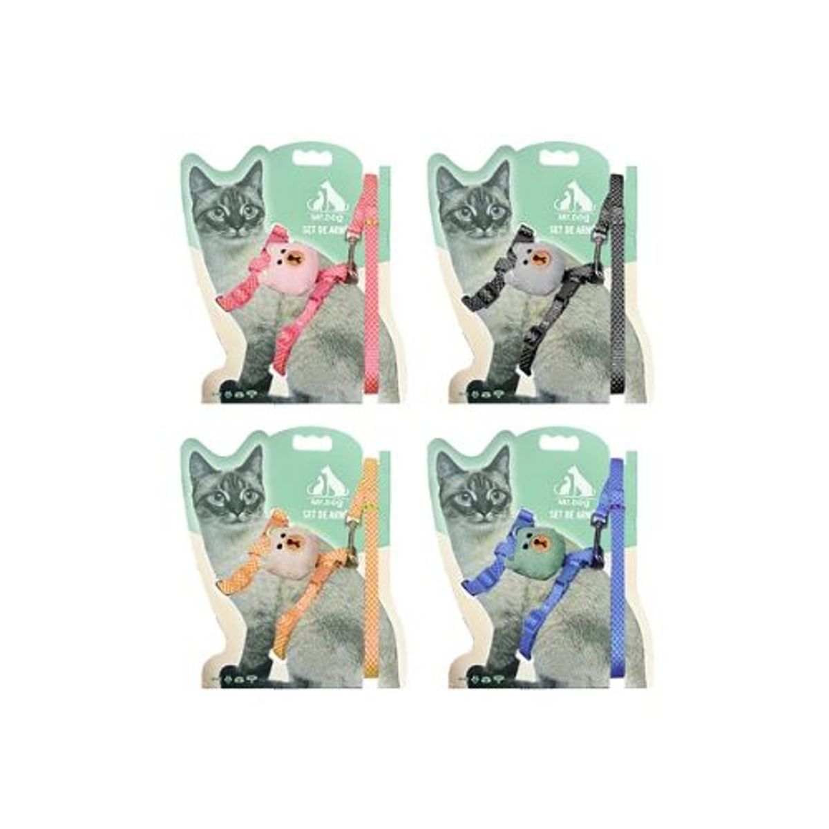 GENERICO - Set de arnés H harness para gato 10cm120cm Color Negro