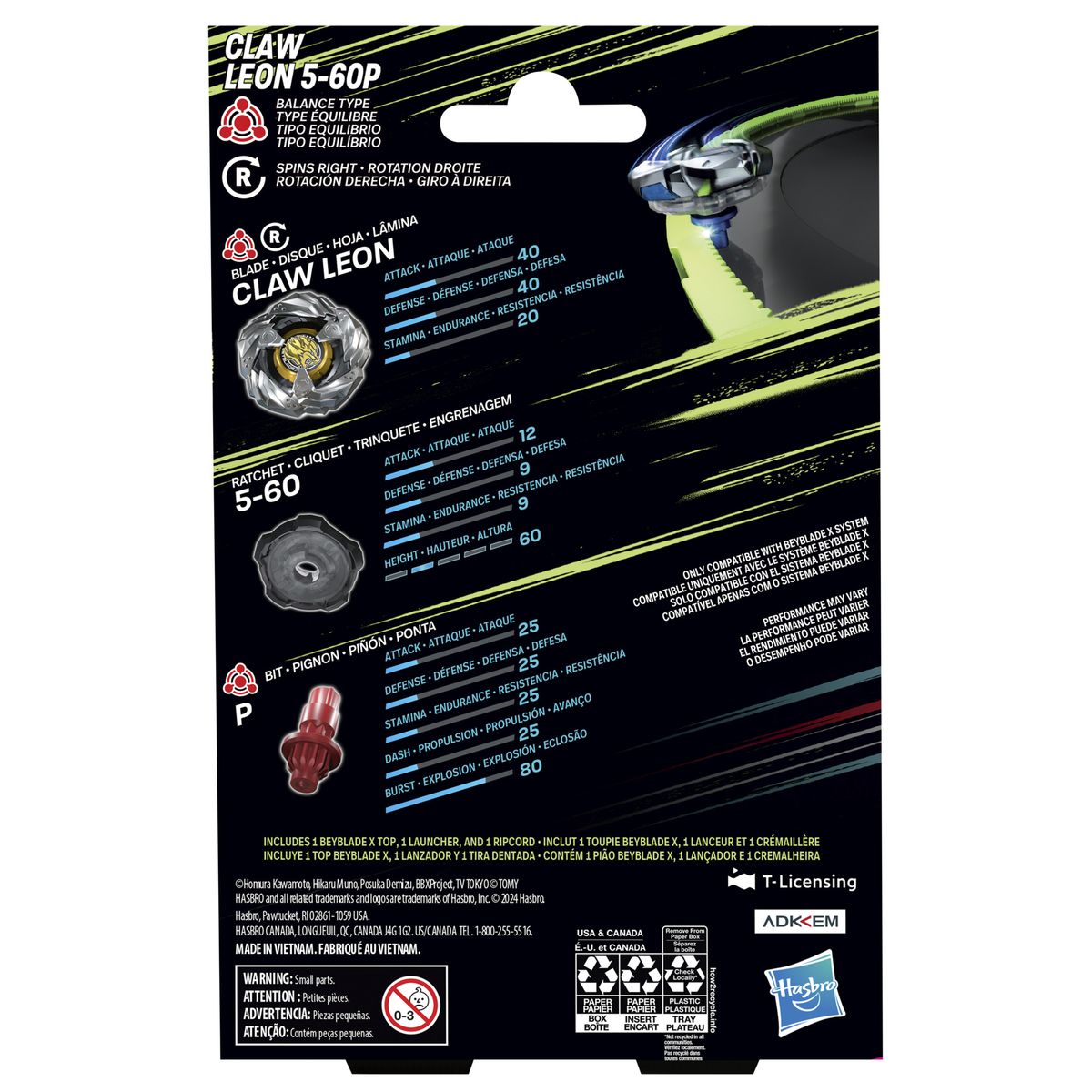 BEYBLADE - Beyblade X Starter Pack Top - Claw Leon Balance