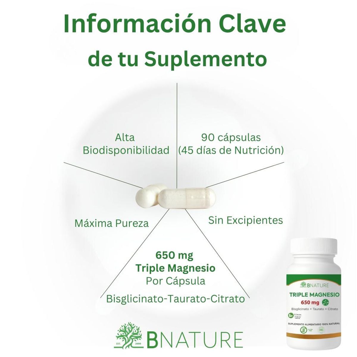 B NATURE - Triple Magnesio Citrato Taurato Bisglicinato  B NATURE