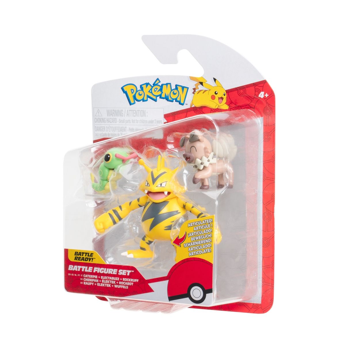 POKEMON - Pokémon Battle Figura Pack 3 Caterpie Rockruff Y Electabuzz
