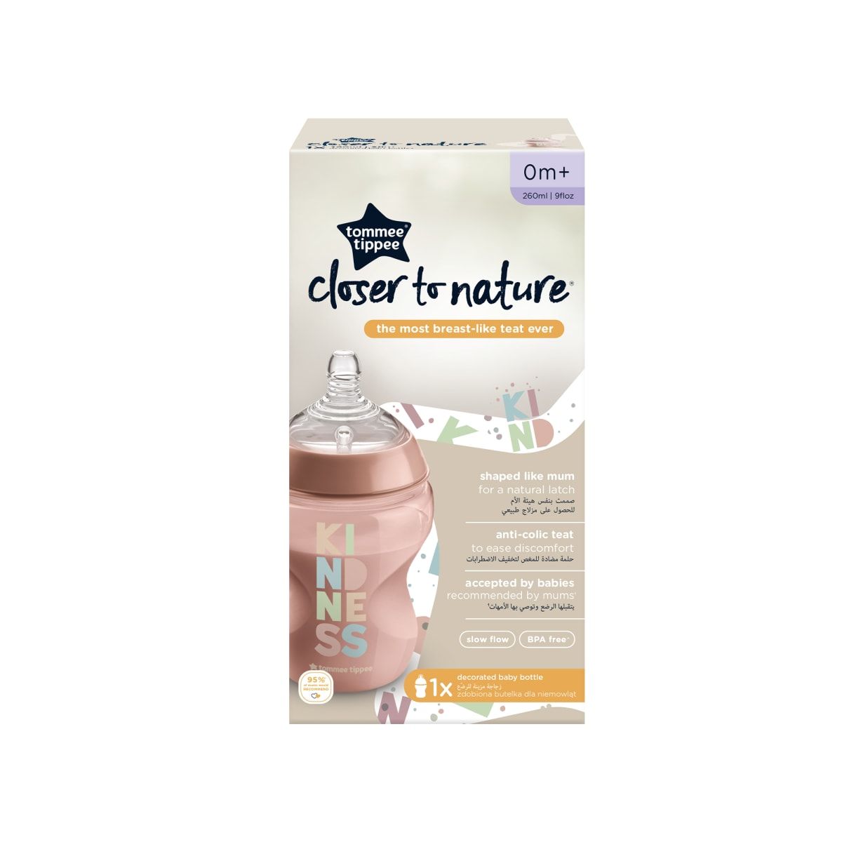 TOMMEE TIPPEE - MAMADERA 260ML CLOSER TO NATURE KINDNESS 0M+