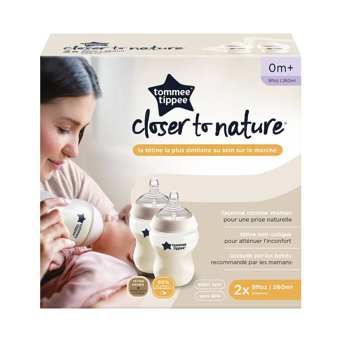 TOMMEE TIPPEE - SET 2 MAMADERAS 260ML CLOSER TO NATURE 0M+
