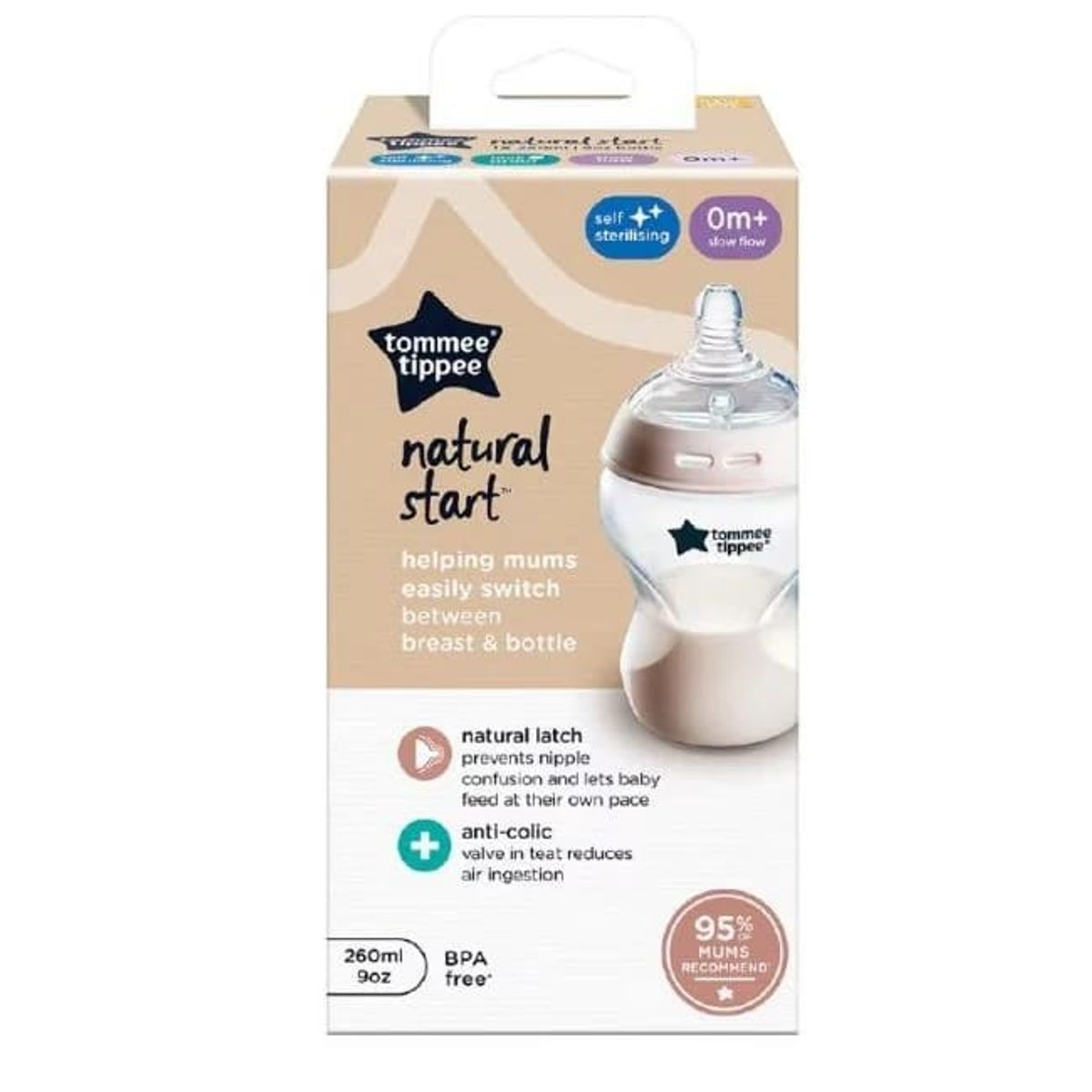 TOMMEE TIPPEE - MAMADERA DE INICIO 260ML NATURAL START 0M+