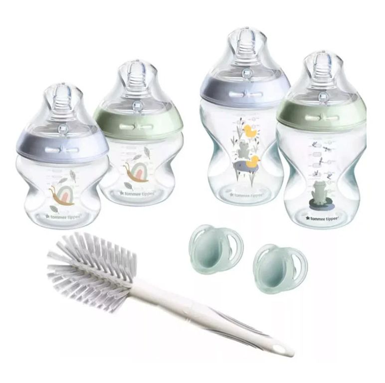 Set de inicio lactancia 4 mamaderas mas accesorios Natural Start 0 meses+ celeste
