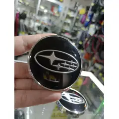 GENERICO - X4 Tapas centro de llantas de auto tunning SUBARU NEGRO CON PLATA 60MM