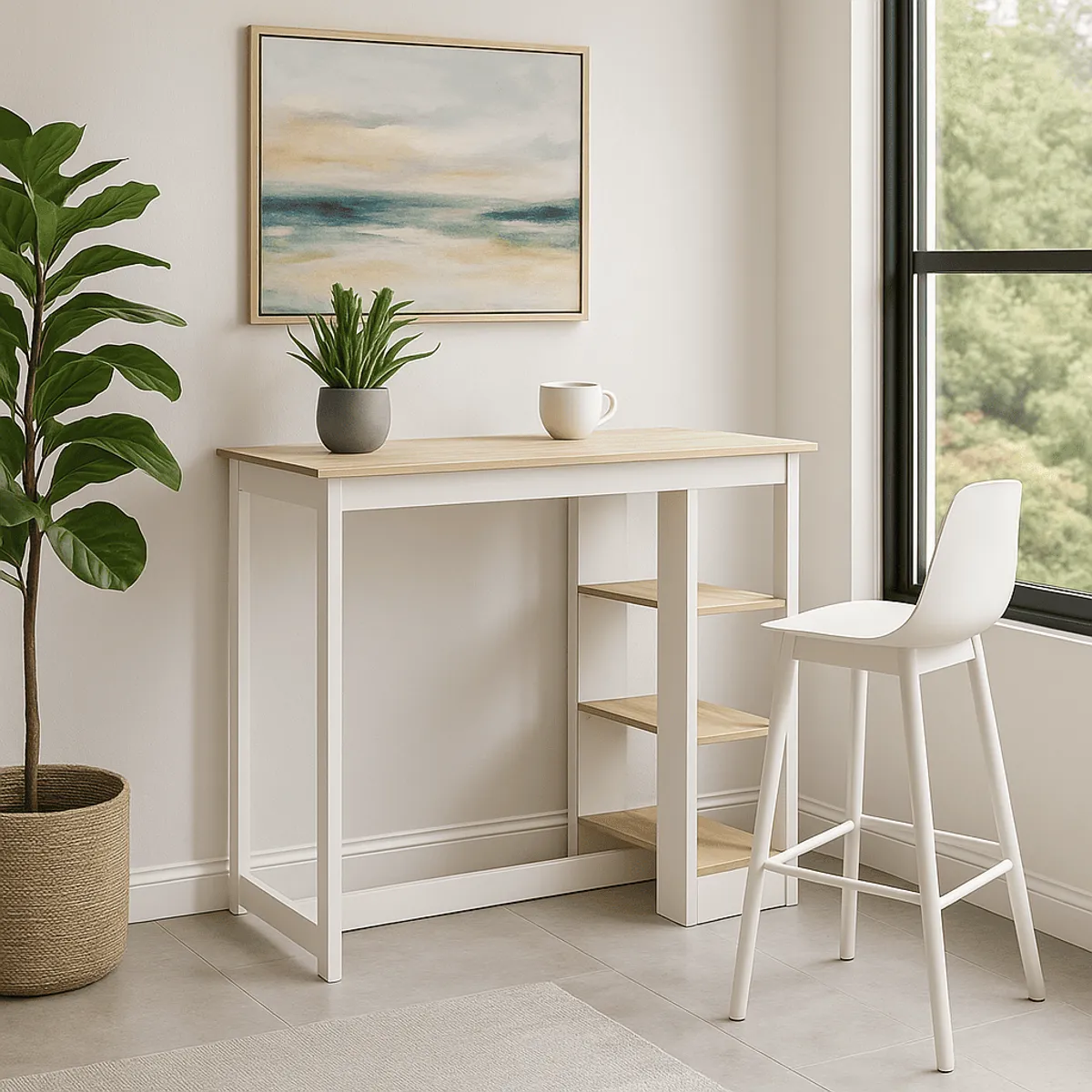 SPACE HOME - Mesa Bar Minimalista Confort de 105Cm Organizador y Escritorio