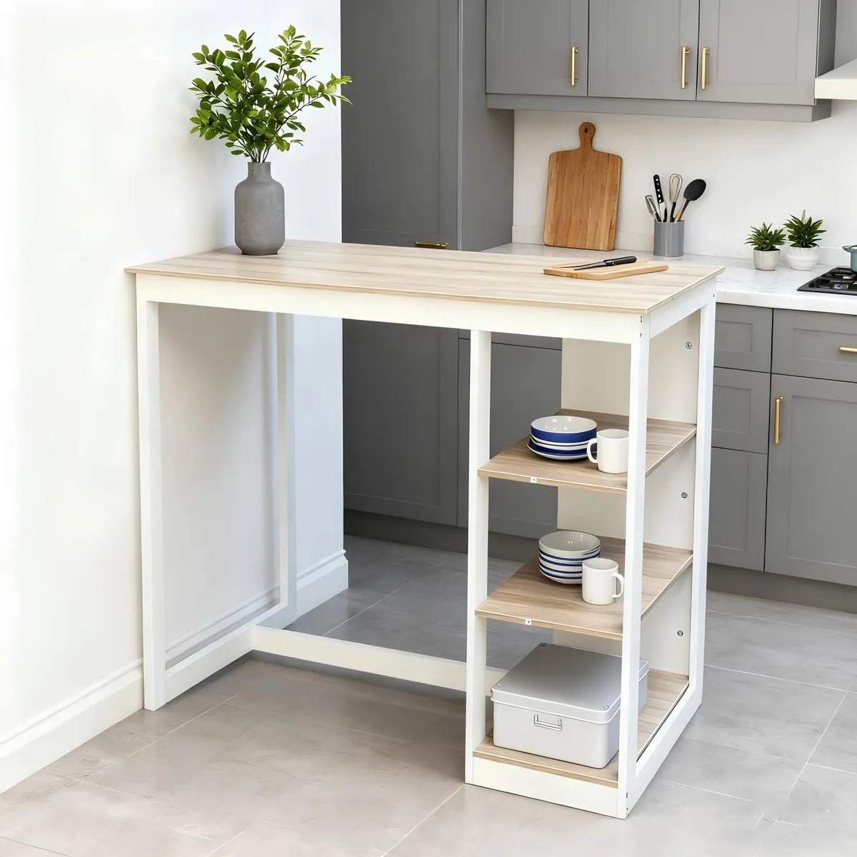 SPACE HOME - Mesa Bar Minimalista Confort de 105Cm Organizador y Escritorio