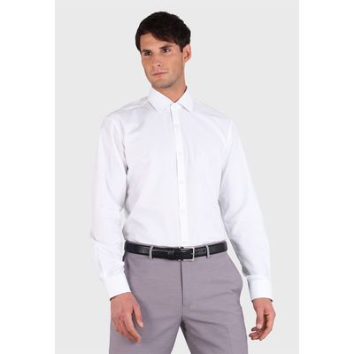 Imagen 1 del producto Camisa Hombre Formal Spandex Texturada Blanca