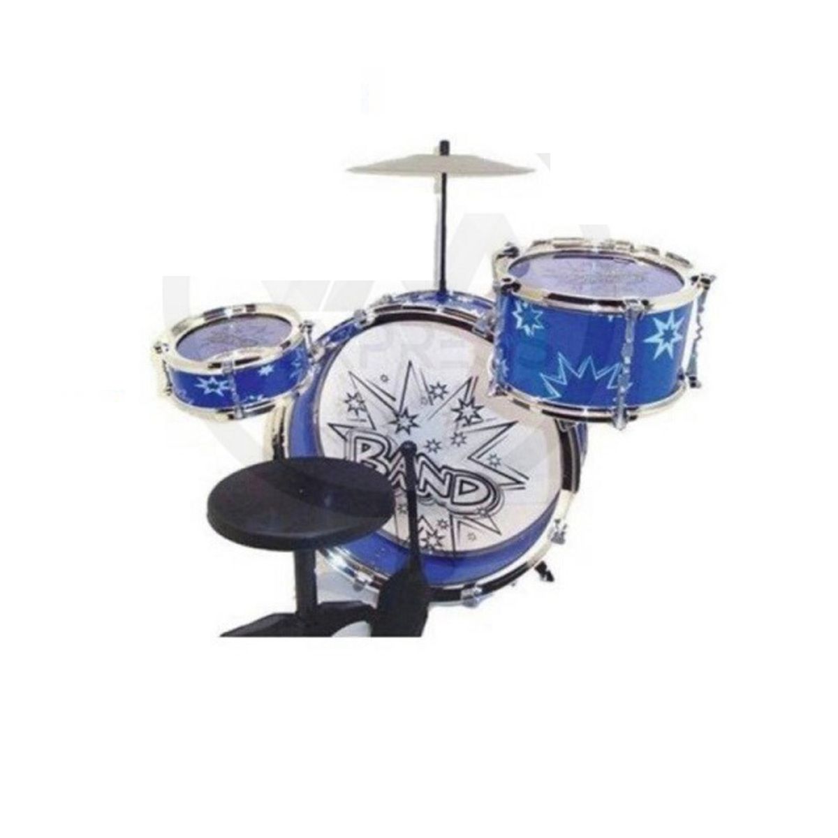 GENERICO - PACK X 3 BATERIA DE JUGUETE PARA NIÑOS BIG BAND AZUL