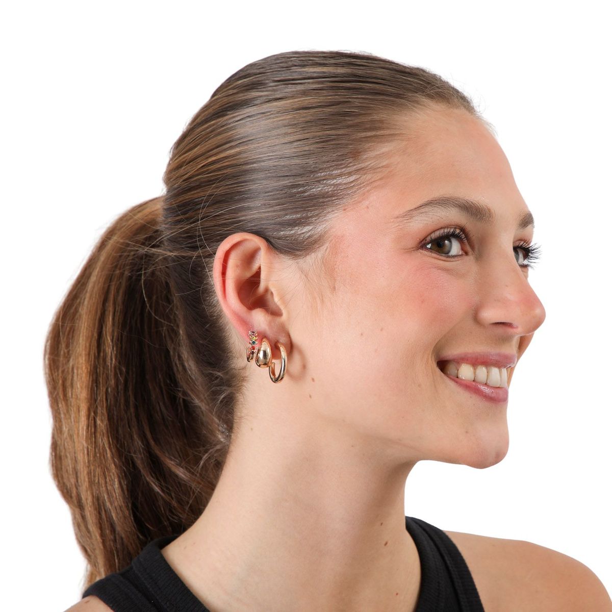 I D - Set de 4 argollas Solara Dorado ID