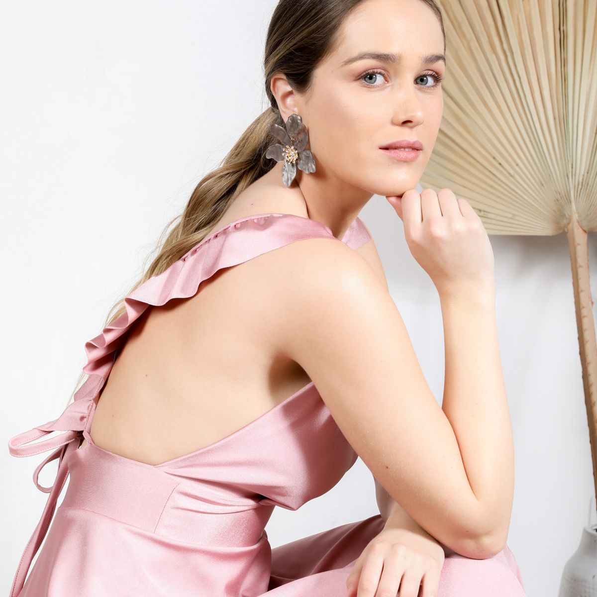 MI PLACARD - Aros Maxi Flor y Brillos Plateado