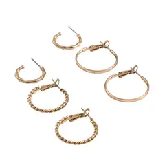 I D - Set De Tres Aros Argolla Milo Dorado Id