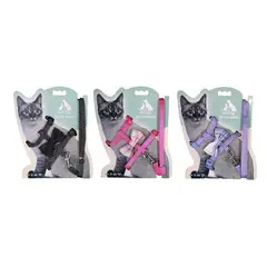 GENERICO - Set de arnés H harness con lazo para gato color Negro