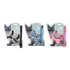GENERICO - Set de arnés H harness con lazo para gato color Azul