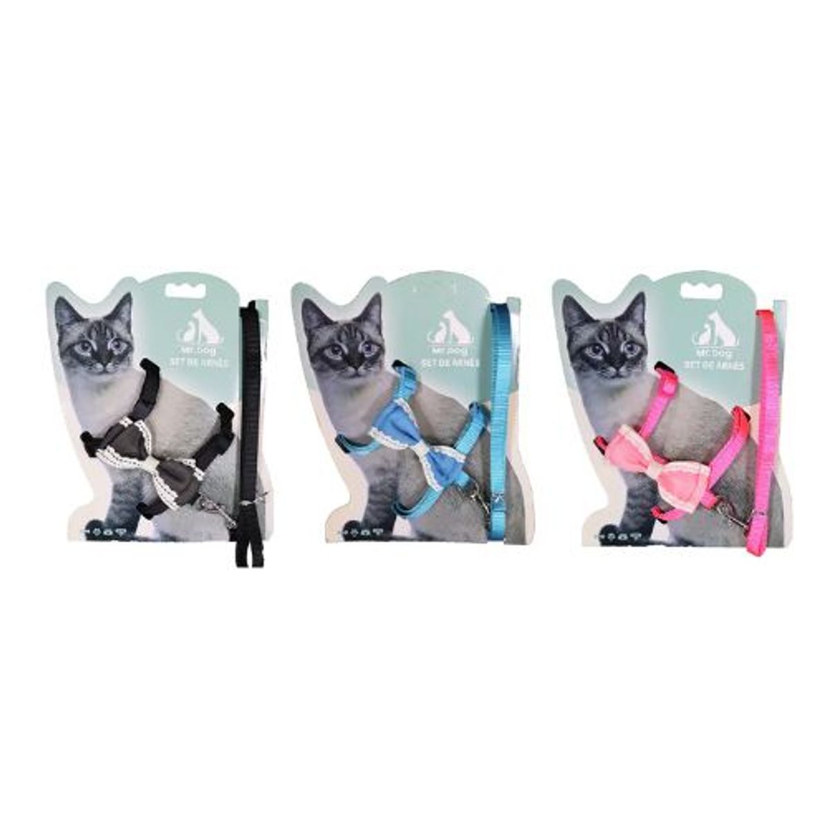 GENERICO - Set de arnés H harness con lazo para gato color Rosa