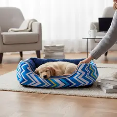 BLOCCARE - Cama Para Mascotas Espuma - Talla S Tricolor AZUL