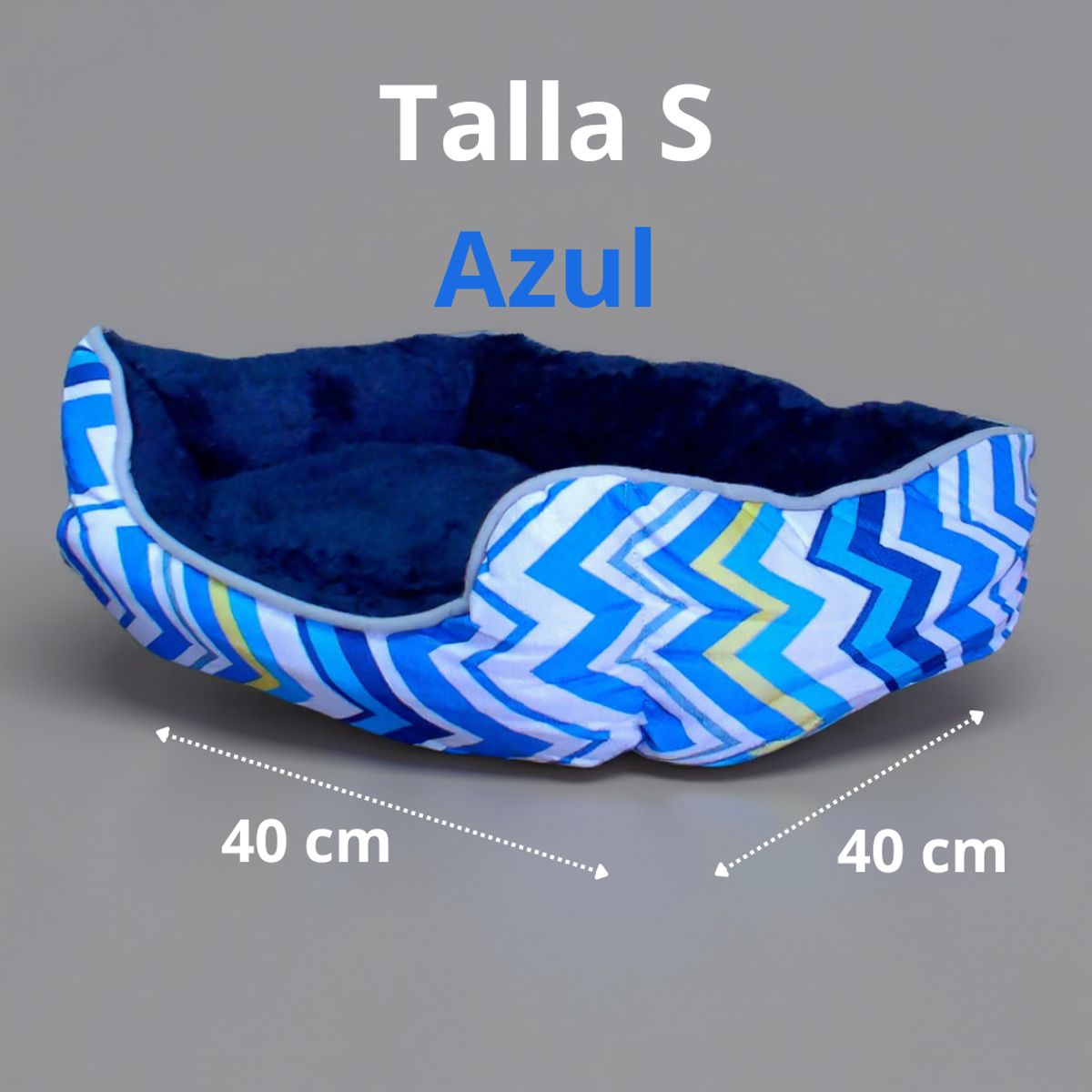 BLOCCARE - Cama Para Mascotas Espuma - Talla S Tricolor AZUL