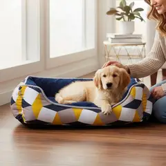 BLOCCARE - Cama Para Mascotas Espuma - Talla M Tricolor AMARILLO