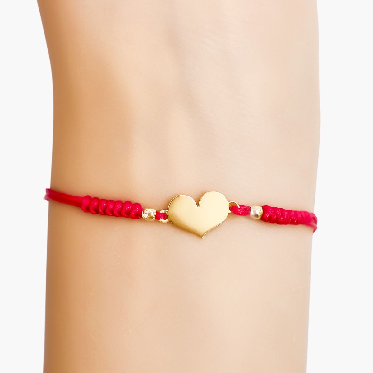 COGGIOLA - Pulsera Corazón Tierno Lamina Enchapado Oro 18K Cordón Rojo