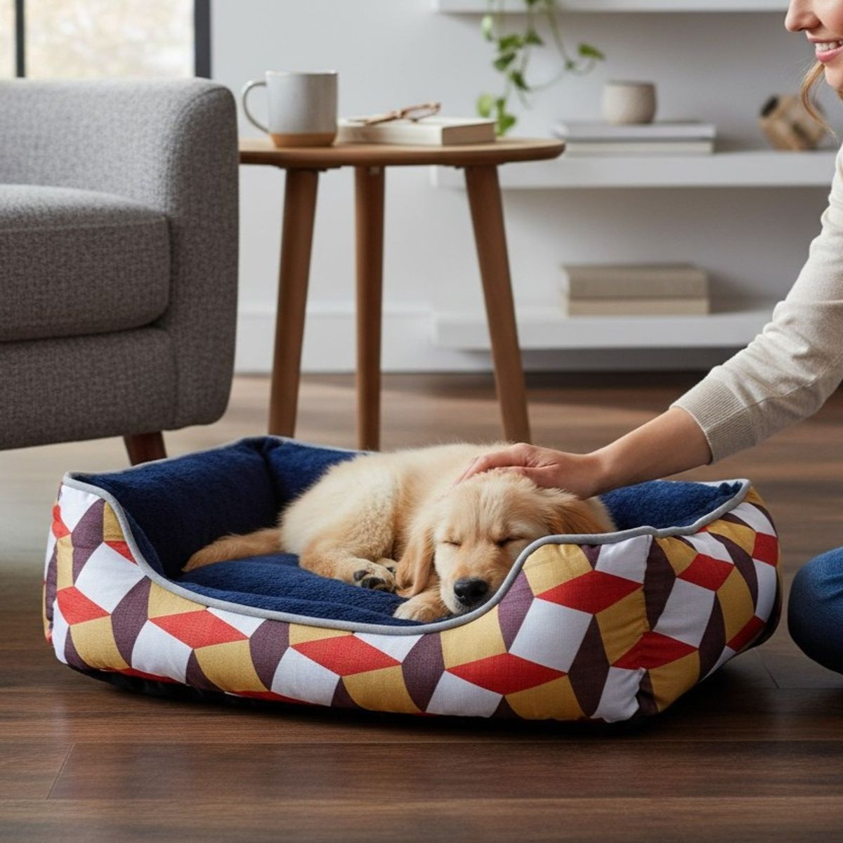 BLOCCARE - Cama Para Mascotas Espuma - Talla M Tricolor CAFE