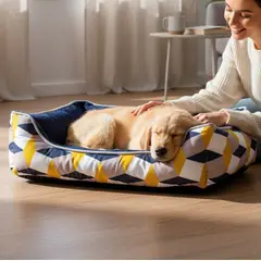 BLOCCARE - Cama Para Mascotas Espuma - Talla L Tricolor AMARILLO