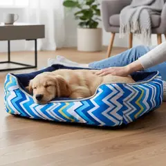 BLOCCARE - Cama Para Mascotas Espuma - Talla L Tricolor AZUL