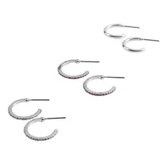 I D - Set de 3 argollas Olga Plateado ID