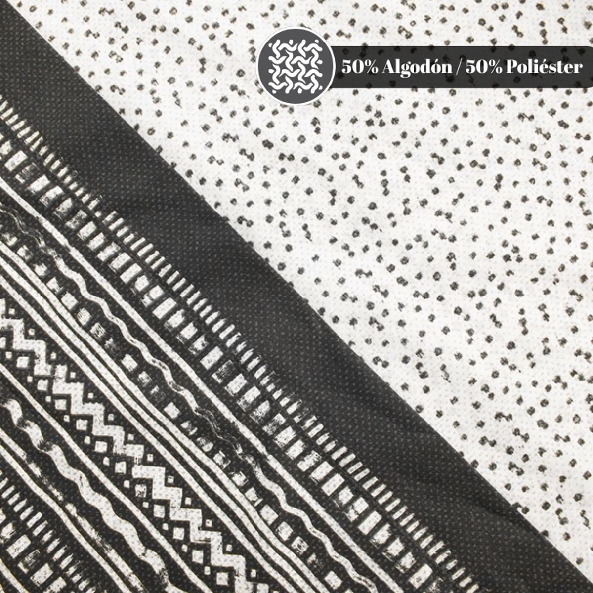 MASHINI - Sábana 144 Hilos Estampado Geometric Algodón Poliéster 2 Plazas