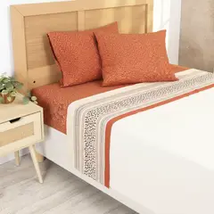 MASHINI - Sábana 144 Hilos Estampado Animal Algodón Poliéster 2 Plazas