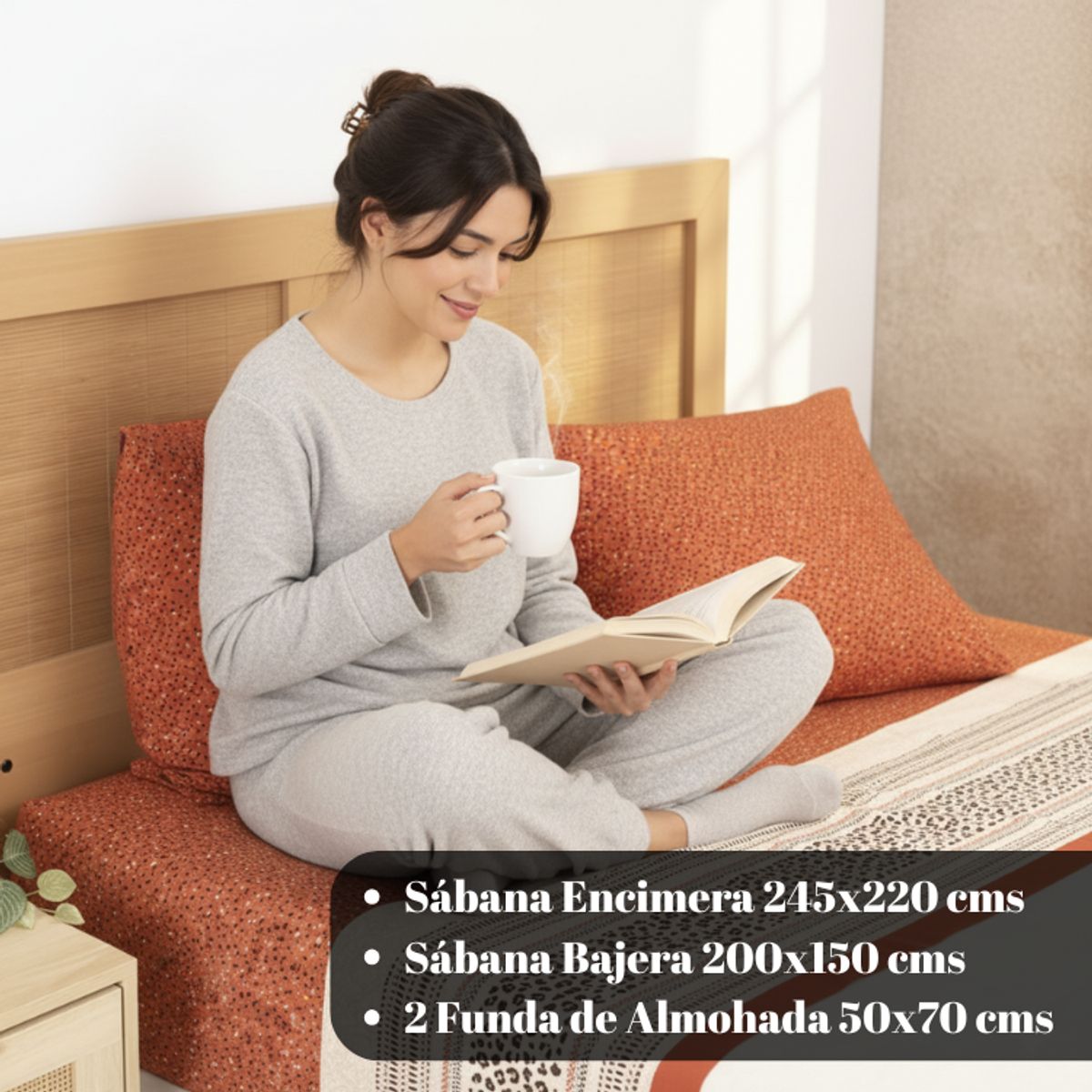 MASHINI - Sábana 144 Hilos Estampado Animal Algodón Poliéster 2 Plazas
