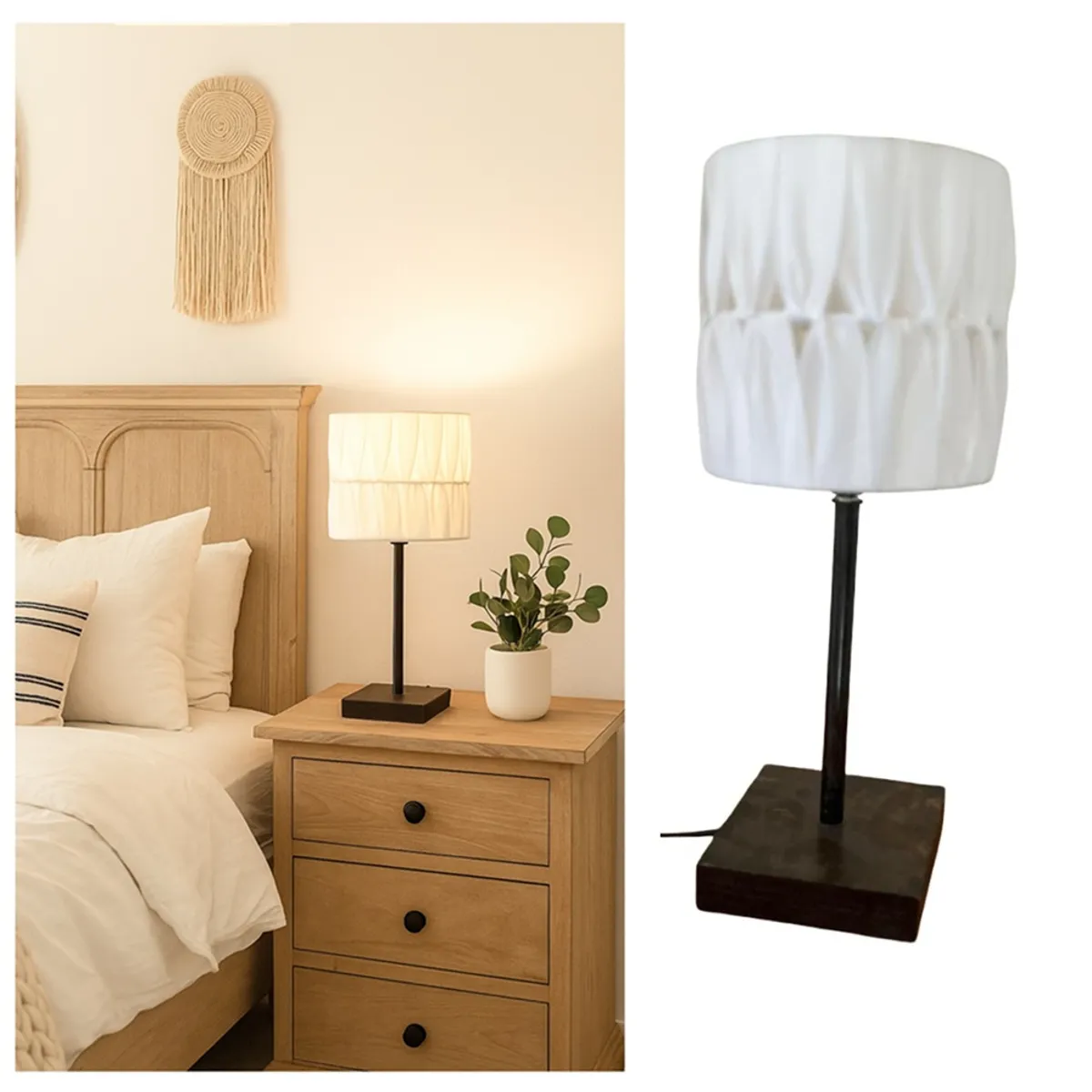 CAROLD STEVENS - Lámpara de Velador Macramé Clasica